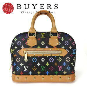 Louis Vuitton Alma Multicolore Multicolor Noir Black Leather Handbag
